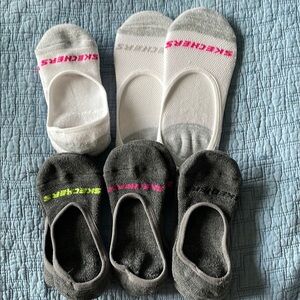 Skechers Casual No-Show Socks White and Gray - 6 pairs